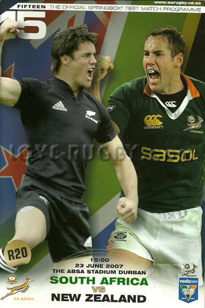 2007 South Africa v New Zealand  Rugby Programme